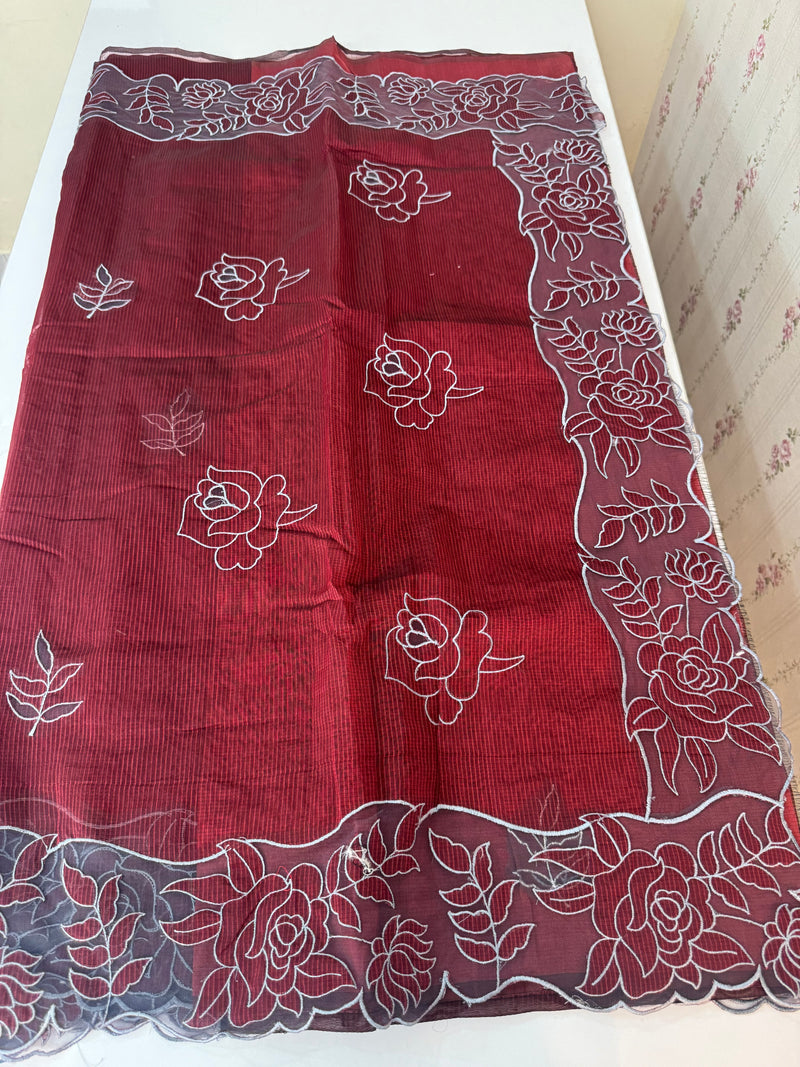 NetKota Applique work saree  MSH110- Maroon