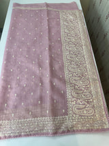 Semi linen saree with chikanakari embroidery- MS15086 PastelPink