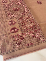 Handworked Tissue silk saree with French Knots FBLK162 DuskyPeach