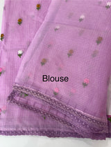 Kota checks saree with embroidery MS7679(2) Lavender