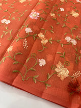 Kota Supernet embriodery saree SHSNYNM DarkPeach