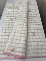 Check Mul chanderi saree with applique work MSH164 - White to Lavender