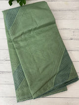 Supernetsaree with crochet work and lace border MCJ5433 - DuskyGreen (Design - Diagonal Crochet)