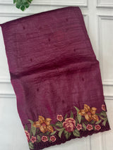 Crush Organza cutwork & embroidery saree MS7544- Wine