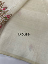 Blended tussar saree with embriodery - MS8698 PearlCream