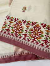 Blended tussar silk saree with embroidery- MSH490
