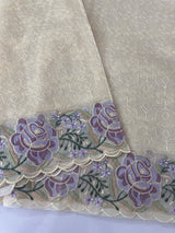 Phulkari NetKota embroidery saree - MSH107 Offwhite to Lavender