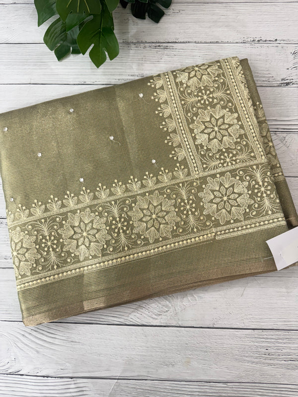 Tissue silk saree with Chikankari embroidery MTTS97(1)
