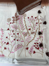 Linen blend Saree with hand embriodery MLS611