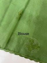 Organza saree with embroidery - MSH375 JadeGreen