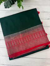 Jute linen sarees with contrast pallu & blouse MJL456