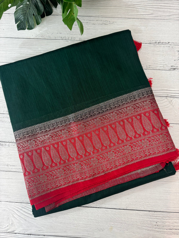 Jute linen sarees with contrast pallu & blouse MJL456