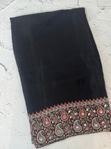 Semi modal silk saree with mirror work - MMB502 Black