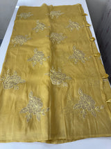 Soft Crush Organza Applique work saree with tissue applique work MS14978 ButterYellow