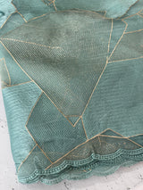Glass organza saree with thread work- MOS330 Aquagreen