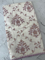 Mul chanderi tissue applique work saree MSH177