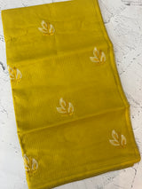 Kota  checks saree with embroidery - MS7679 GreenmixYellow