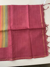 Multi color Semi soft silk saree with borders MSS590