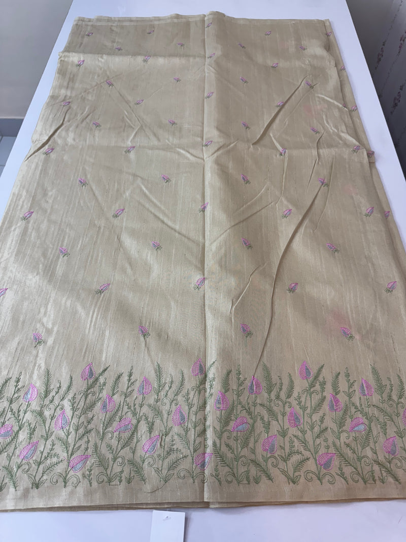 Crepe semi tussar silk saree with embroidery - SEFNCCM