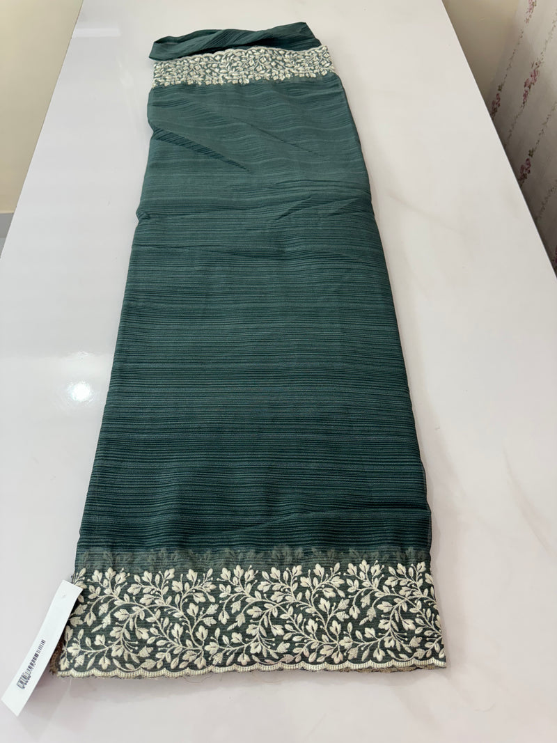Chiffon Georgette saree with embriodery border - SRDIRR