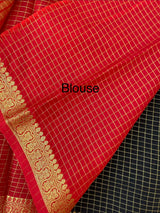 Crepe chiffon saree with small checks zari weaving  MS81890