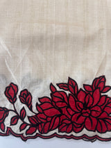 Unstitched Blended tussar suit set with applique work- MK105(1) PearlCream