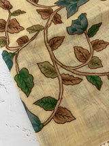 Tissue linen saree with applique work MLS5478