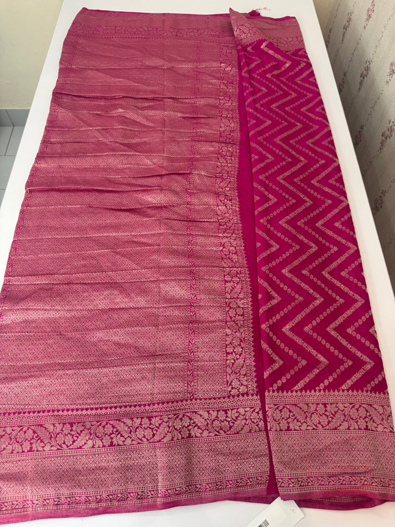 Semi Banarasi Georgette saree MKGS721 RaniPink