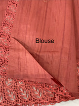 Semi tussar saree with cutwork MSHK566 DarkPeach