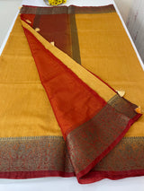 Jute silk sarees with contrast pallu & blouse MJL324