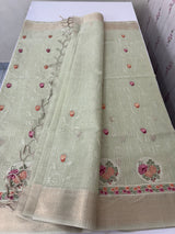 Tissue silk saree MS8190 - DuskyGreen