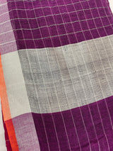 Linen checks saree with zari border MLS9788
