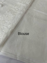 Dyeable Soft Organza saree with thread work - MSH198 White