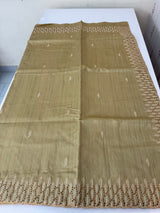 Blended tussar saree with cutwork border- MSHK691 - Chikoo