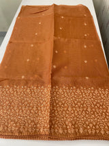 Soft kota checks saree with embroidery - MS7695 DustyOrange