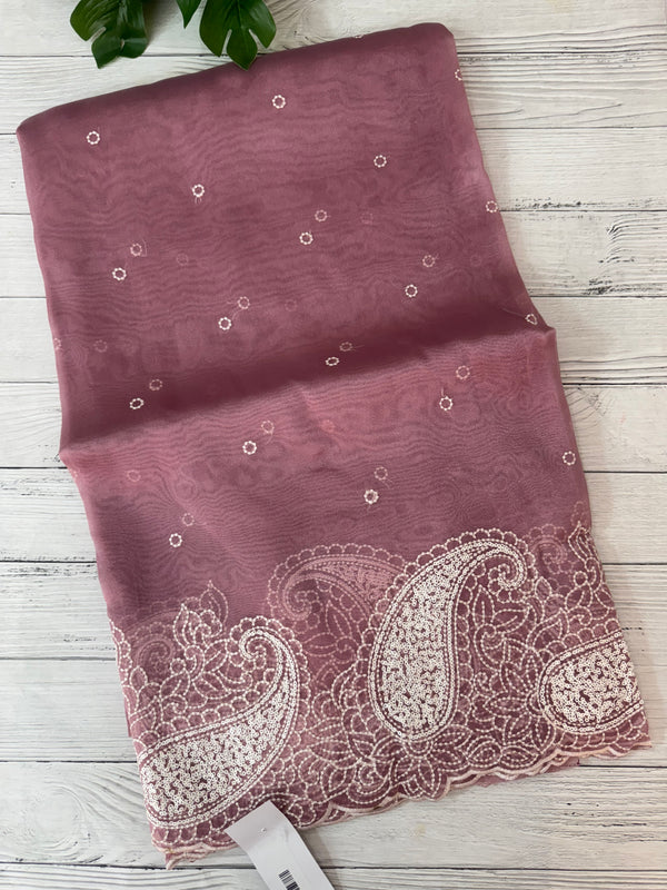 Viscose Organza saree with embriodery-MS14414