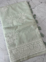 Kota silk saree with chikankari work  MSK334 Pastel MintGreen