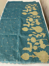 Soft crush Organza saree with embroidery and applique work MS14764