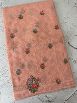 Semi linen saree with embroidery- MS15167