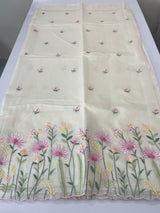 Mul chanderi embriodery saree with scalloped borders MSH176