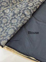 Blended tussar silk saree with embroidery- MSH158 BluishGrey