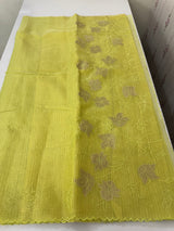 Tissue Silk applique work saree MSH120 LimeGreen