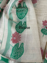 Jamdani silk Cotton Saree with lotus motifs  MSJ790 (2)