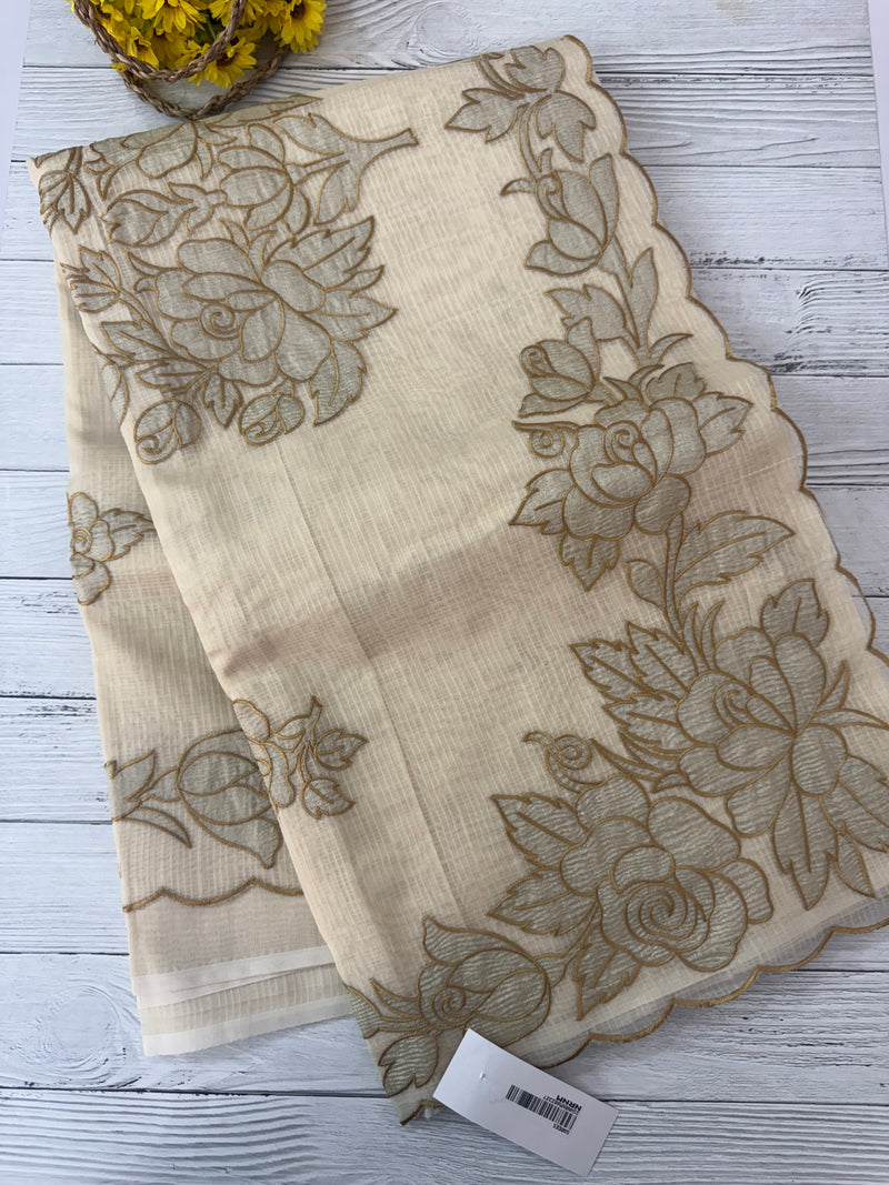 NetKota Applique work saree  MS6798- Beige