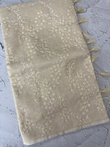 Moonga checks saree with embroidery MSH219 Ivory