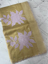 Copper Tissue silk saree with applique work MSH252