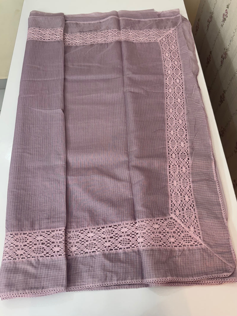 Kota saree with crochet work and lace border MCJ879 PastelMauve