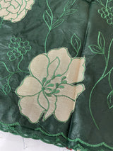 Semi organza saree with appliqué work - MSH906 BottleGreen