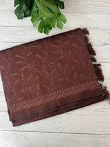 Blended tussar saree with thread work MTS9078- DarkBrown