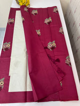 Blended tussar silk saree with embroidery - MS90654 Cranberry